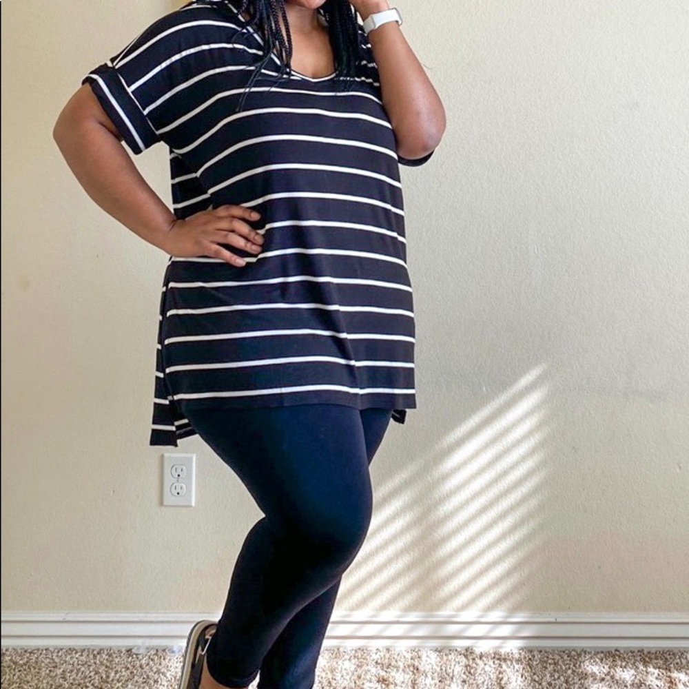 Black & White Stripe  Plus Size Set